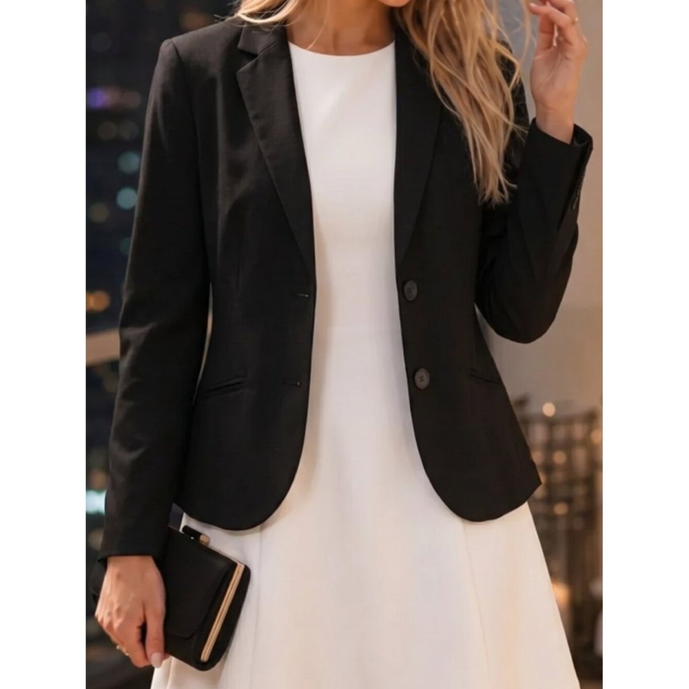 Kenneth Cole New York Wool Blend Black Blazer Womens Size 2